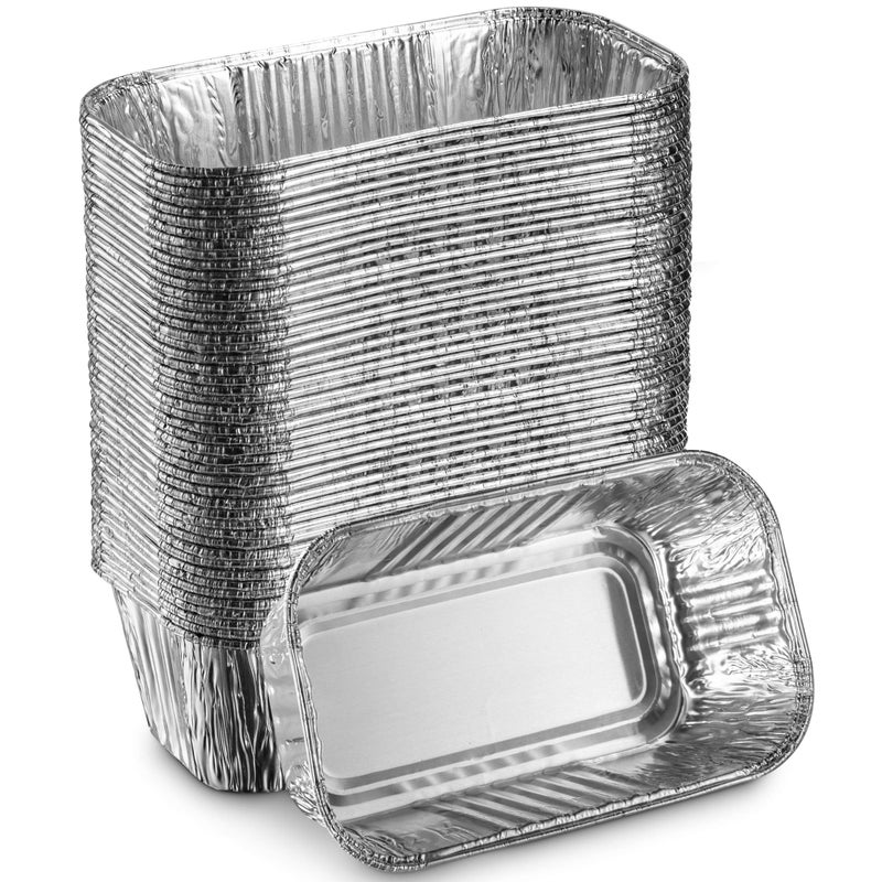 MontoPack Aluminum Disposable Loaf Pans | Deep Standard Size 6" x 3.5" Extra Thick Foil Bread Containers for Baking, Food Storage & Takeout | Eco-Friendly & Recyclable | Bulk 50-Pack 2 Pound Trays - Image 1